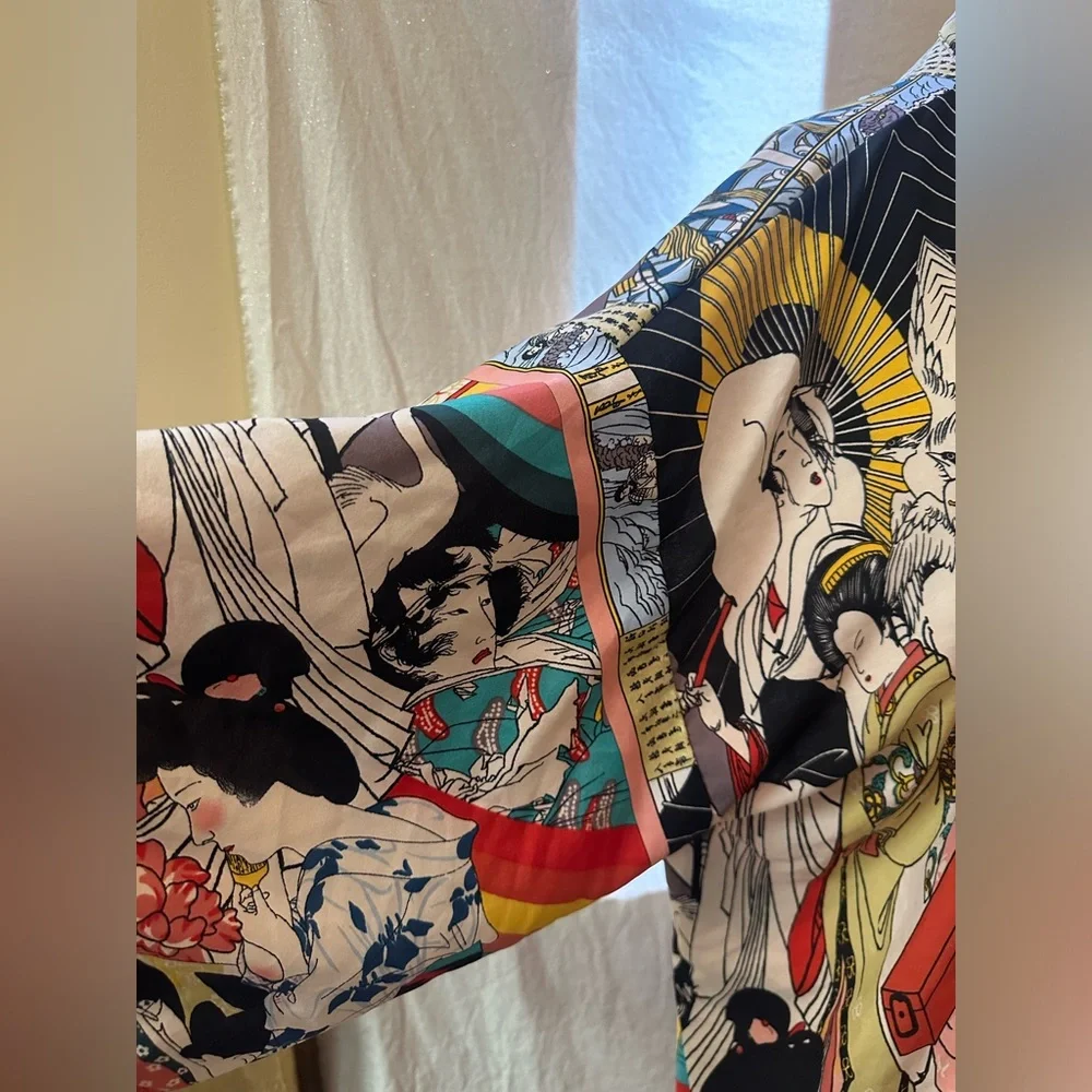 Japanese print kimono silky one size. - Picture 6 of 8
